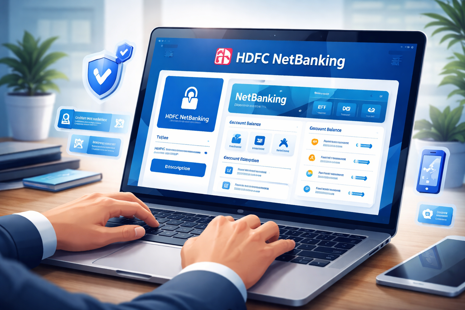 HDFC NetBanking online login secure digital banking interface on laptop