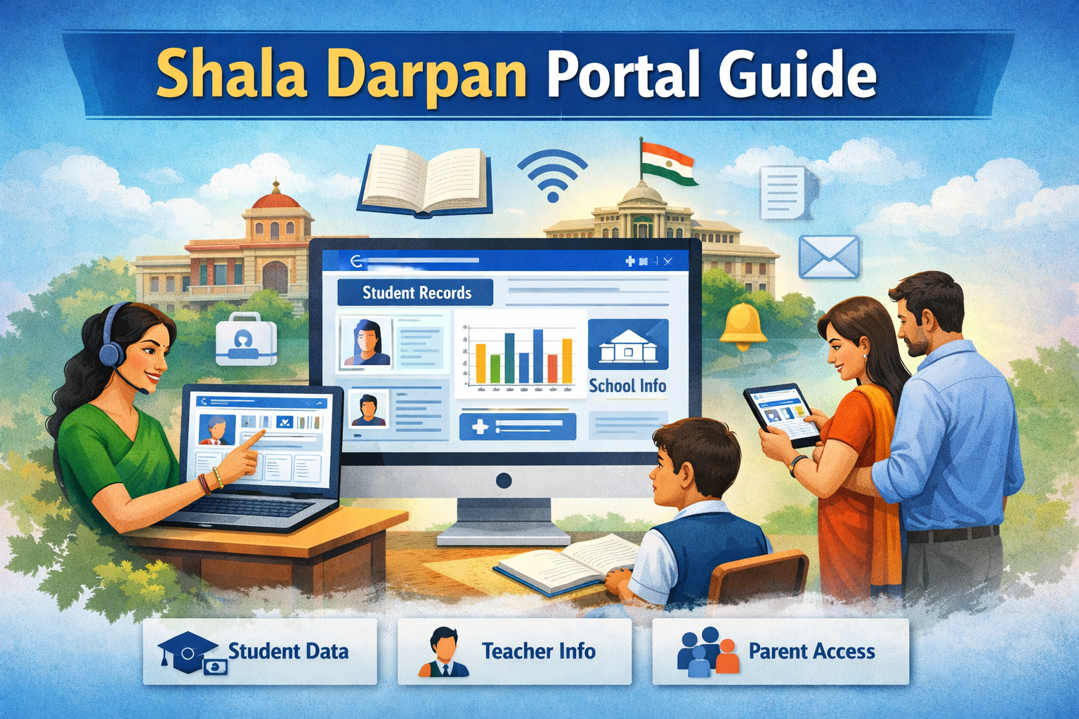 Shala Darpan education portal dashboard for students and teachers